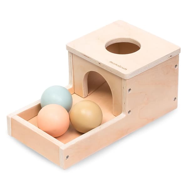 Mamabrum Montessori legesæt 7-12 måneder – 6 pædagogisk trælegetøj til babyer, sensorisk og motorisk udvikling, minimalistisk design