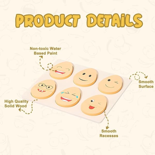 OBOSOE Fun Expression Egg Matching Game – Kaksipuolinen puinen palapeli lapsille