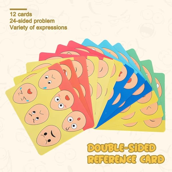 OBOSOE Fun Expression Egg Matching Game – Kaksipuolinen puinen palapeli lapsille