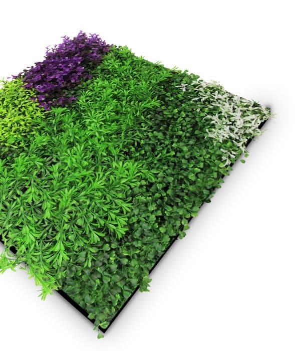 JANGAL - Modular Wall - Akustisk väggpanel - 520 x 520 x 50 mm - Blandade lila blommor - Växtpanel