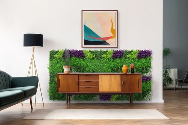 JANGAL - Modular Wall - Akustisk väggpanel - 520 x 520 x 50 mm - Blandade lila blommor - Växtpanel