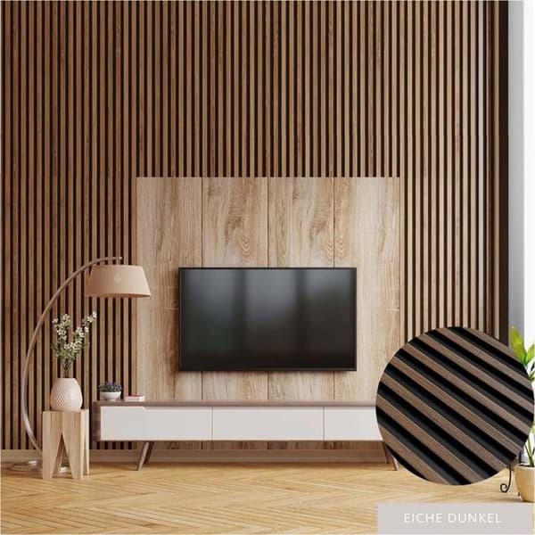 PROVISTON Akustiska väggpaneler 3D Kit 12 x 120 x 2700 mm per panel Mörk ek Hög kvalitet Robust Hållbar 9 delar...
