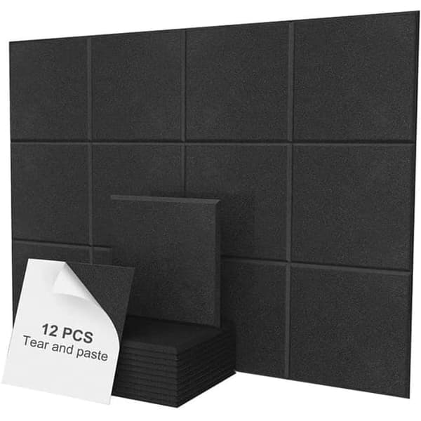 OBOSOE akustinen paneeli 12 kpl 30x30cm itseliimautuva äänieristysseinäpaneeli polyesteri Musta 12 st