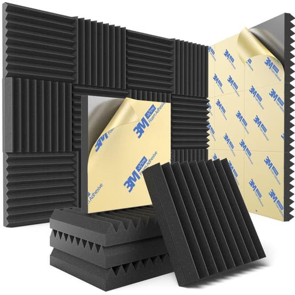OBOSOE Akustiska Paneler 12-pack – Självhäftande Ljudisolerande Skum paneler 30x30x5cm