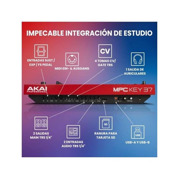 Autonom station - AKAI - MPC Key 37 - MIDI-tangentbord 37 tangenter - Wi-Fi - Bluetooth