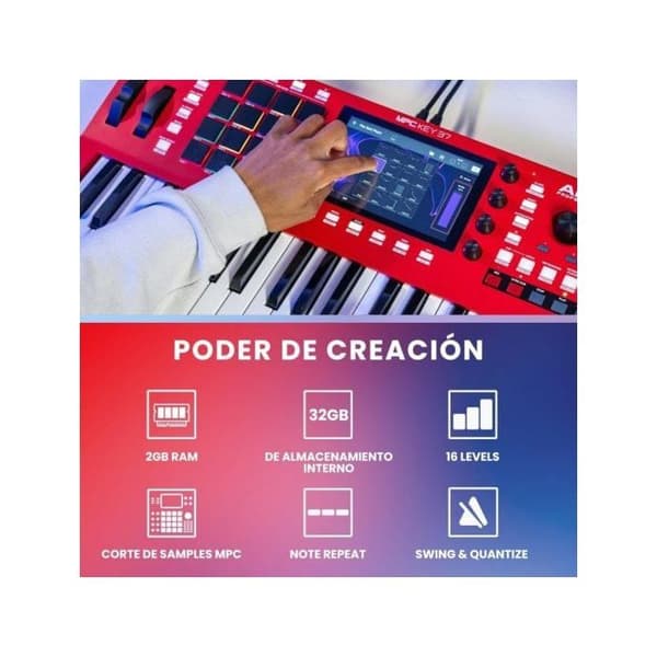 Autonom station - AKAI - MPC Key 37 - MIDI-tangentbord 37 tangenter - Wi-Fi - Bluetooth