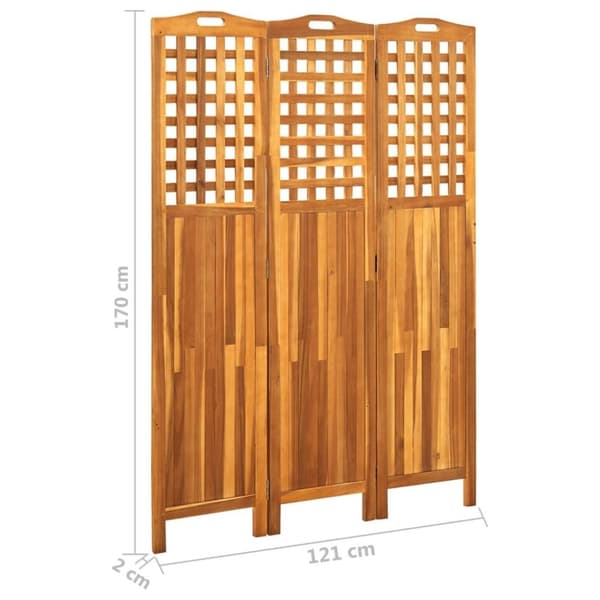 vidaXL Romdeler 3 paneler 121x2x170 cm heltre akasie