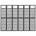 Miniatyrbillede 3 af 6: vidaXL 6-panels rumdeler/espalier 242,5x180 cm massivt grantræ sort