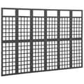 Miniatyrbillede 2 af 6: vidaXL 6-panels rumdeler/espalier 242,5x180 cm massivt grantræ sort