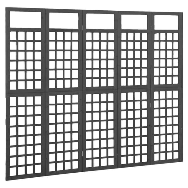 vidaXL 5-panels rumdeler/espalier 201,5x180 cm massivt grantræ sort