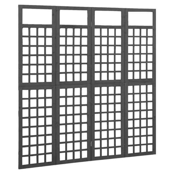 vidaXL Romdeler/espalier 4 paneler heltre gran svart 161x180 cm
