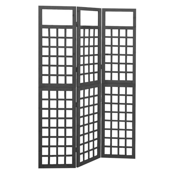 vidaXL Romdeler/espalier 3 paneler heltre gran svart 121x180 cm