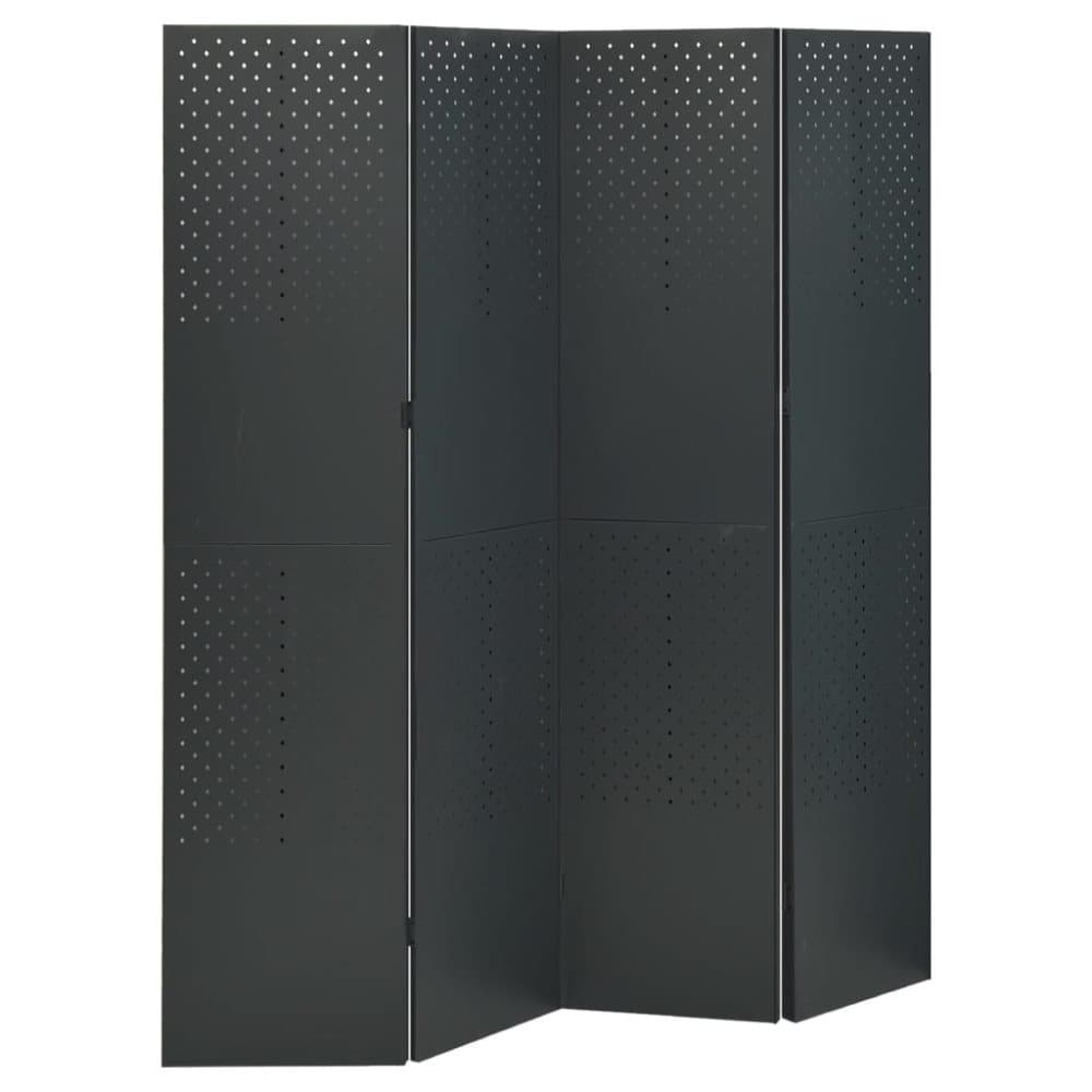 vidaXL Rumsavdelare 4 paneler antracit 160x180 cm stål