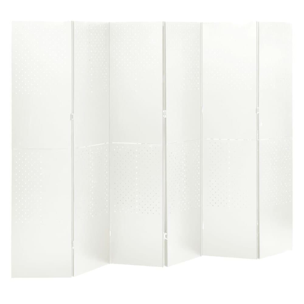 vidaXL Rumsavdelare 6 paneler vit 240x180 cm stål