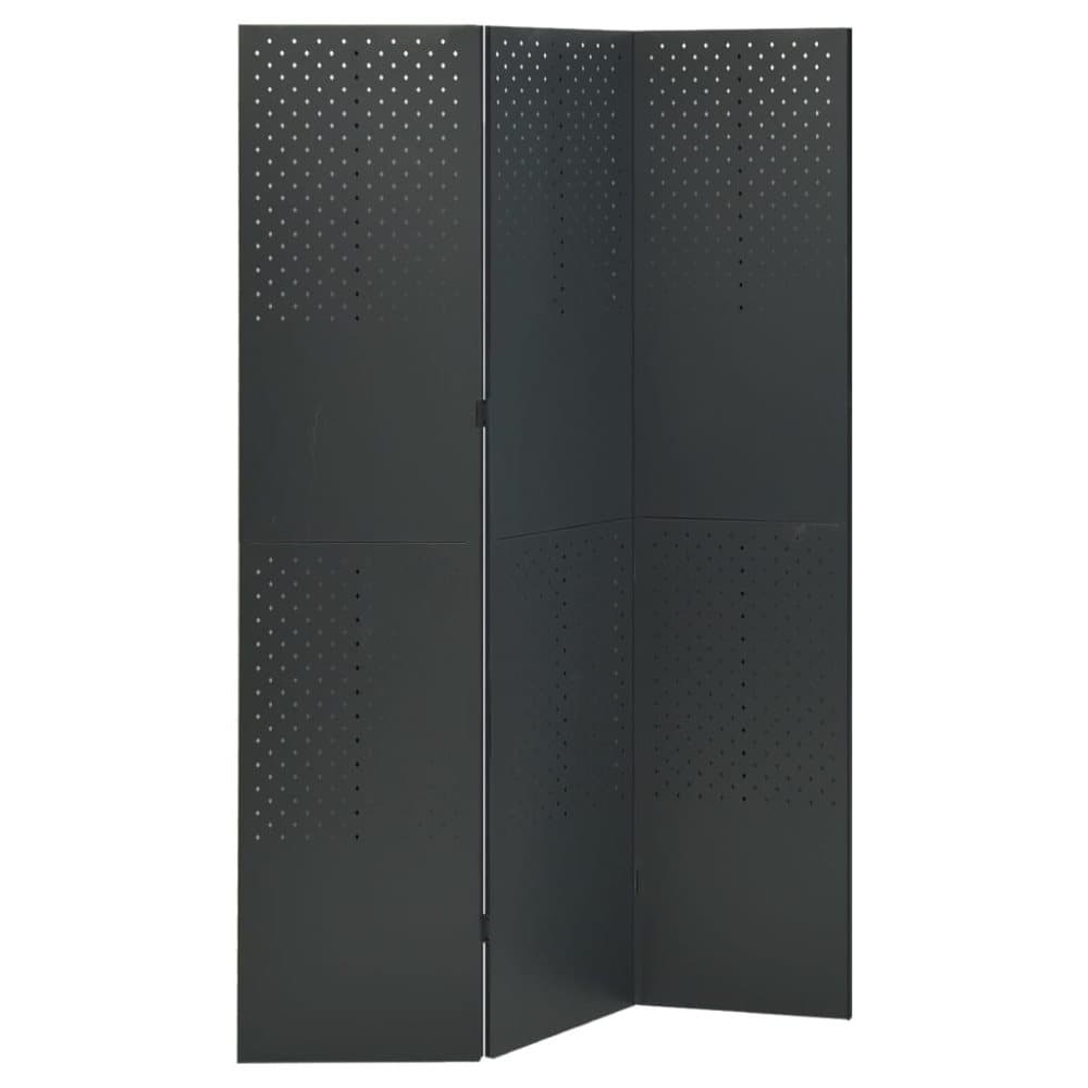 vidaXL Rumsavdelare 3 paneler antracit 120x180 cm stål