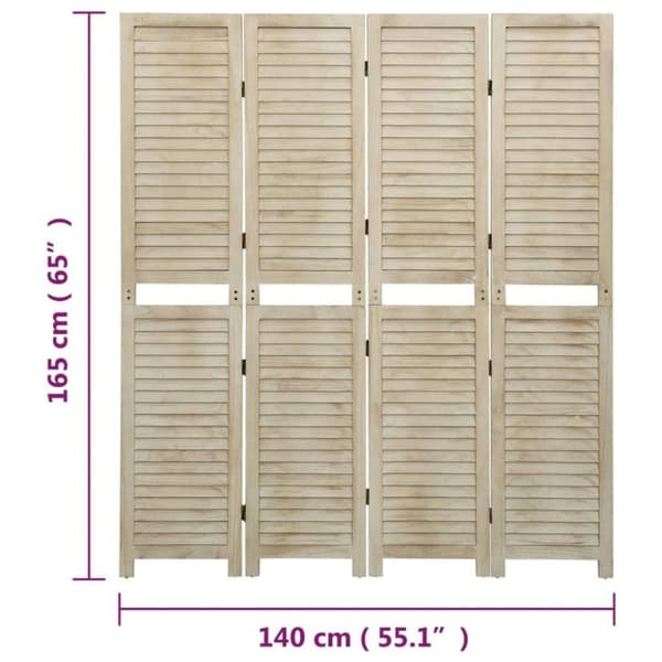 vidaXL 4-panels rumdeler 140x165 cm massivt kejsertræ