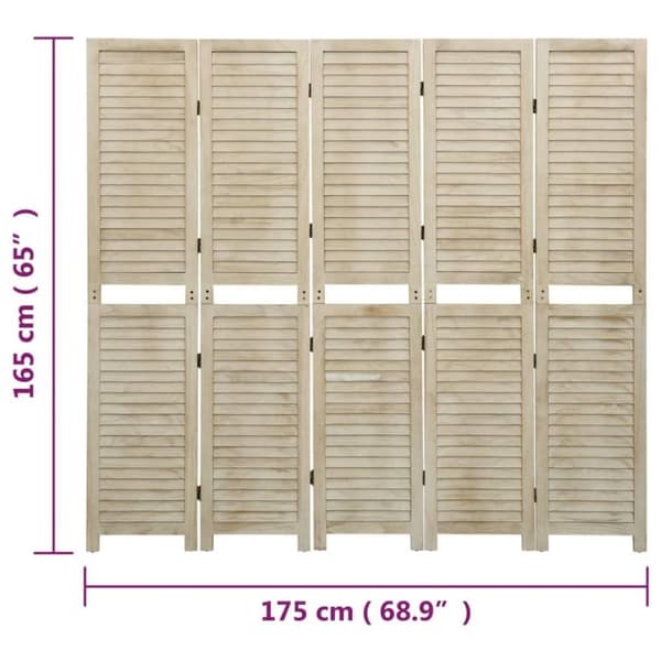 vidaXL Romdeler 5 paneler 175x165 cm heltre keisertre