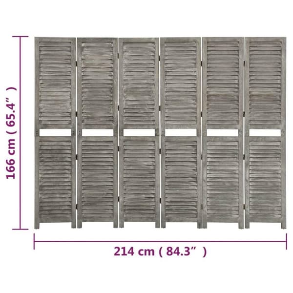 vidaXL Romdeler 5 paneler grå 214x166 cm heltre