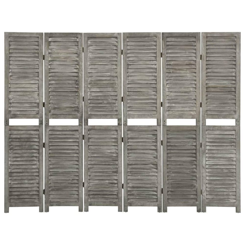 vidaXL Rumsavdelare 6 paneler grå 214x166 cm massivt trä