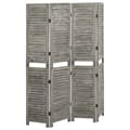 Miniatyrbillede 3 af 8: vidaXL 4-panels rumdeler 143x166 cm massivt træ grå