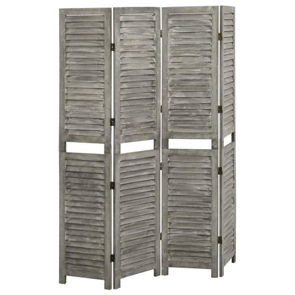 vidaXL 4-panels rumdeler 143x166 cm massivt træ grå