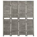 Miniatyrbillede 1 af 8: vidaXL 4-panels rumdeler 143x166 cm massivt træ grå