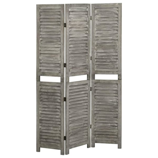 vidaXL 3-panels rumdeler 106,5x166 cm massivt træ grå