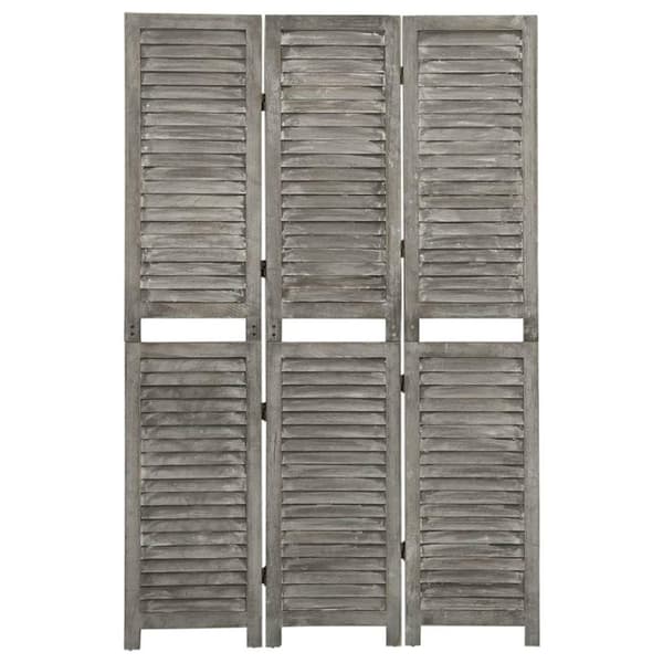 vidaXL 3-panels rumdeler 106,5x166 cm massivt træ grå