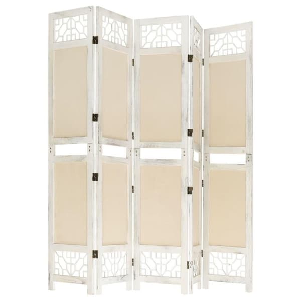 vidaXL 5-panels rumdeler 175x165 cm stof cremefarvet