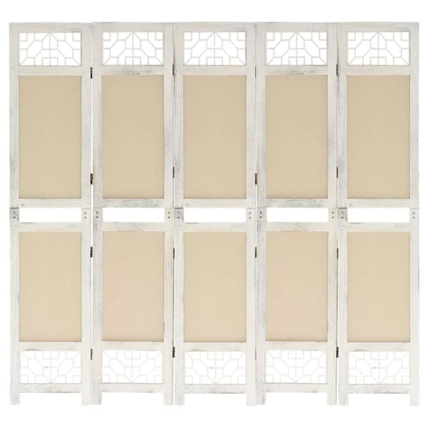 vidaXL 5-panels rumdeler 175x165 cm stof cremefarvet