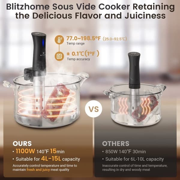 WiFi Sous Vide maskine 1100W præcisionskomfur Immersion Circulator Ultra Quiet