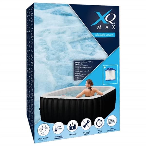 XQ Max Uppblåsbar bubbelpool 145x145x65 cm svart och vit