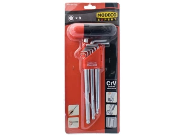 Modeco kuusiokoloavaimet tyyppi L 1,5-10mm kuulalla 9kpl (MN-54-120)