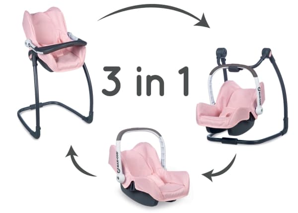 SMOBY Maxi Cosi 3in1 - dukkebærer, sete og barnevogn i ett