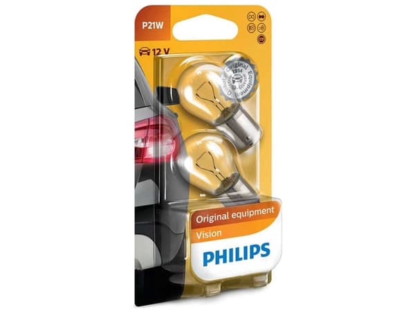 Philips Vision 12498CP Tradisjonelle kupé- og signallyspærer, 21 W, 12 V, P21W, 1 stykker