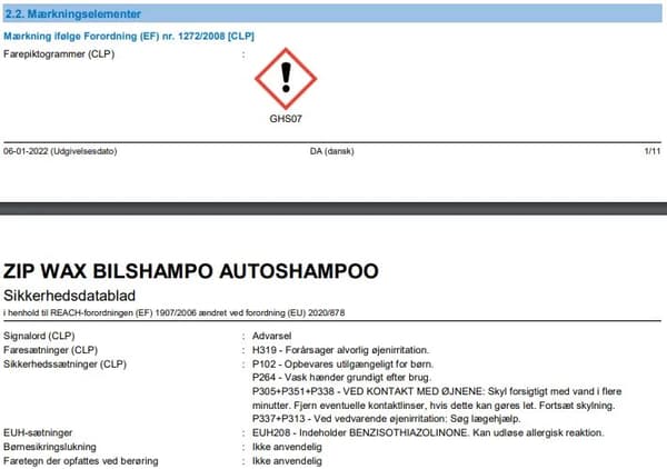 Zip Car Shampoo - 1 L.