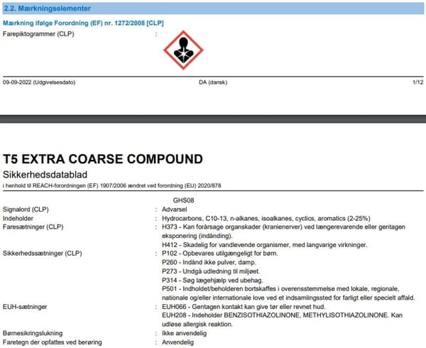 Kiillotusaine Extra karkea - T5 - 250 ml.