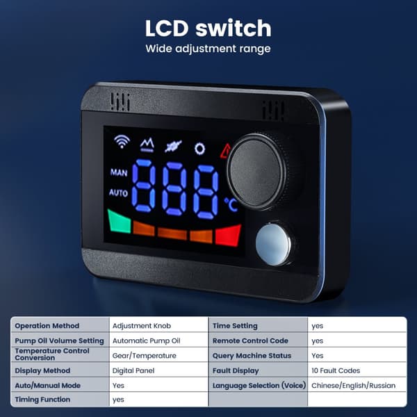 Hcalory LCD skærm knap switch med fjernbetjening til 12V / 24V parkeringsvarmer