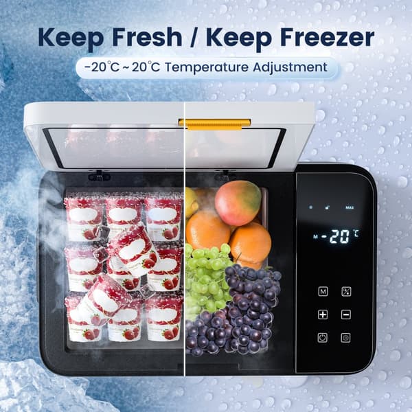 25L bilkylskåp med stor display, 12/24V kylbox bilkylskåp -20℃-20℃ minikylskåp