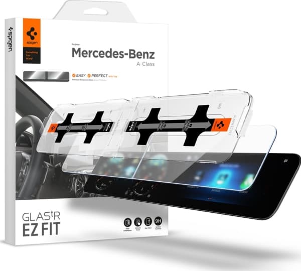 Spigen AGL03630, Screen protector, Mercedes Benz, 2018-2022 Mercedes-Benz A-Class 2020-2022 Mercedes-Benz GLB 2020-2022 Mercedes-Benz CLA, Transparen