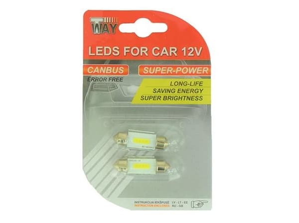 T-Way Led Bulbs C5w 1 Cobx4 36Mm 2Pcs Canbus