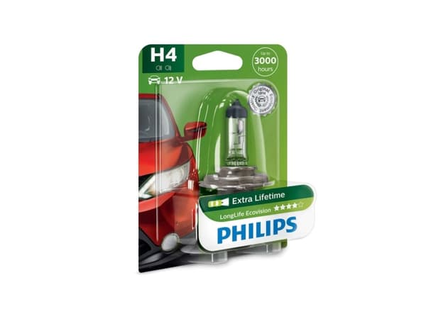 Philips LongLife EcoVision 12342LLECOB1 Lengre levetid, 60 W, 12 V, H4, Halogen, 3100 K, 1 stykker
