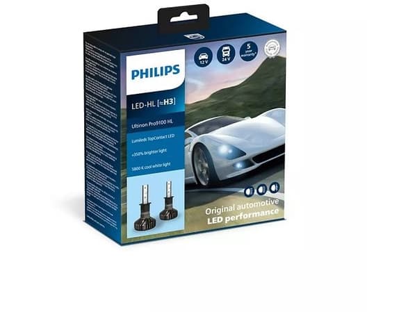 Philips Ultinon Pro9100 LED H3 H3 12/24V - uppsättning