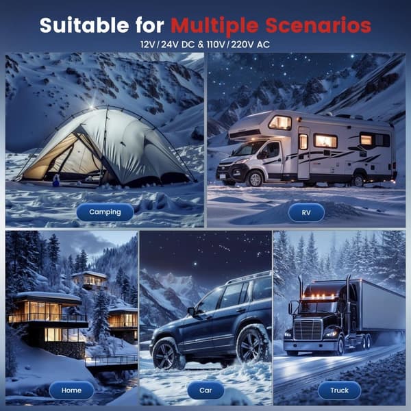 KROAK TB2 12V 24V 8KW 6L Bilhjælpevarmer, Værktøjskasse Forbedret Diesel Air All-in-One Heater, Bluetooth App Control med Adapter