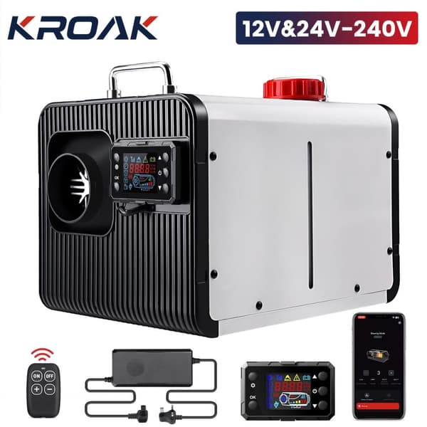 5KW parkeringsvärmare bluetooth vertikal bilvärmare med fällbart handtag, MVP1 AC 110-240V dieselvärmare med 230V EU-kontakt