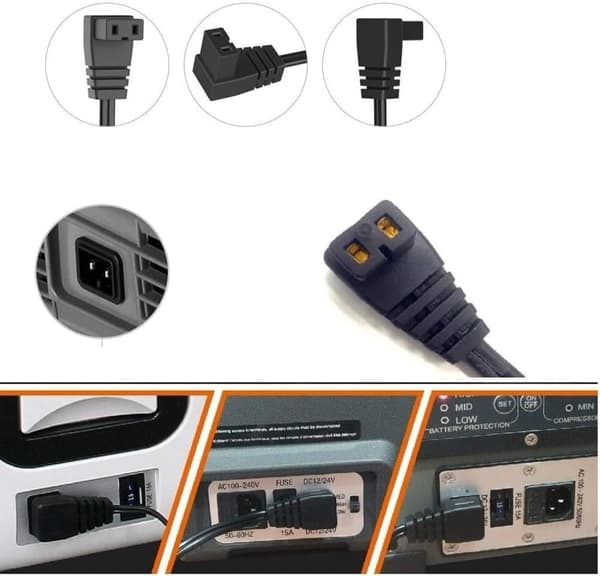 12V/24V kylskåp likströmssladd för 12V/24V bärbara kylskåp, lämplig för de flesta märken av bärbara bilfrysar, 2m