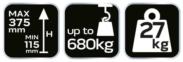Mobil hydraulisk lift til quads og motorcykler. Bæreevne 680 kg