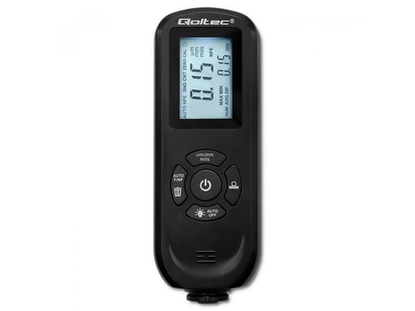 Qoltec malingtykkelsesmåler med bakgrunnsbelyst side-LCD-skjerm | 0 ~ 2000um