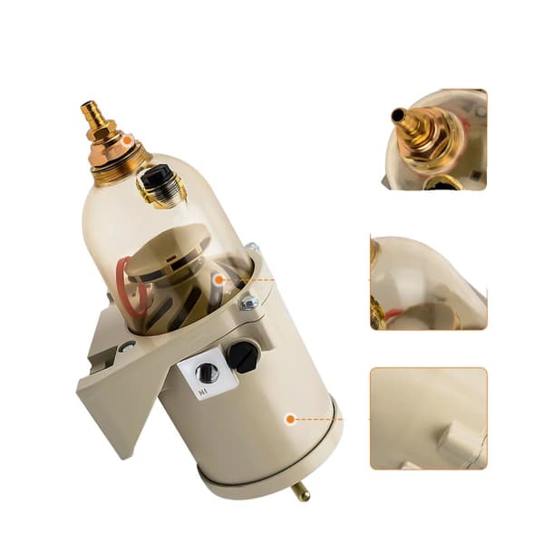 Brændstoffilter Vandseparator, 30 Mikron Filtrering, 60 GPH Maksimal Flow Rate, Holdbar Marinedesign