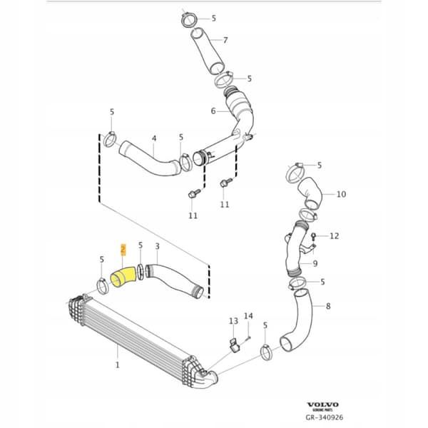 TURBO INTERCOOLER RØR VOLVO V50 2.0 31293925